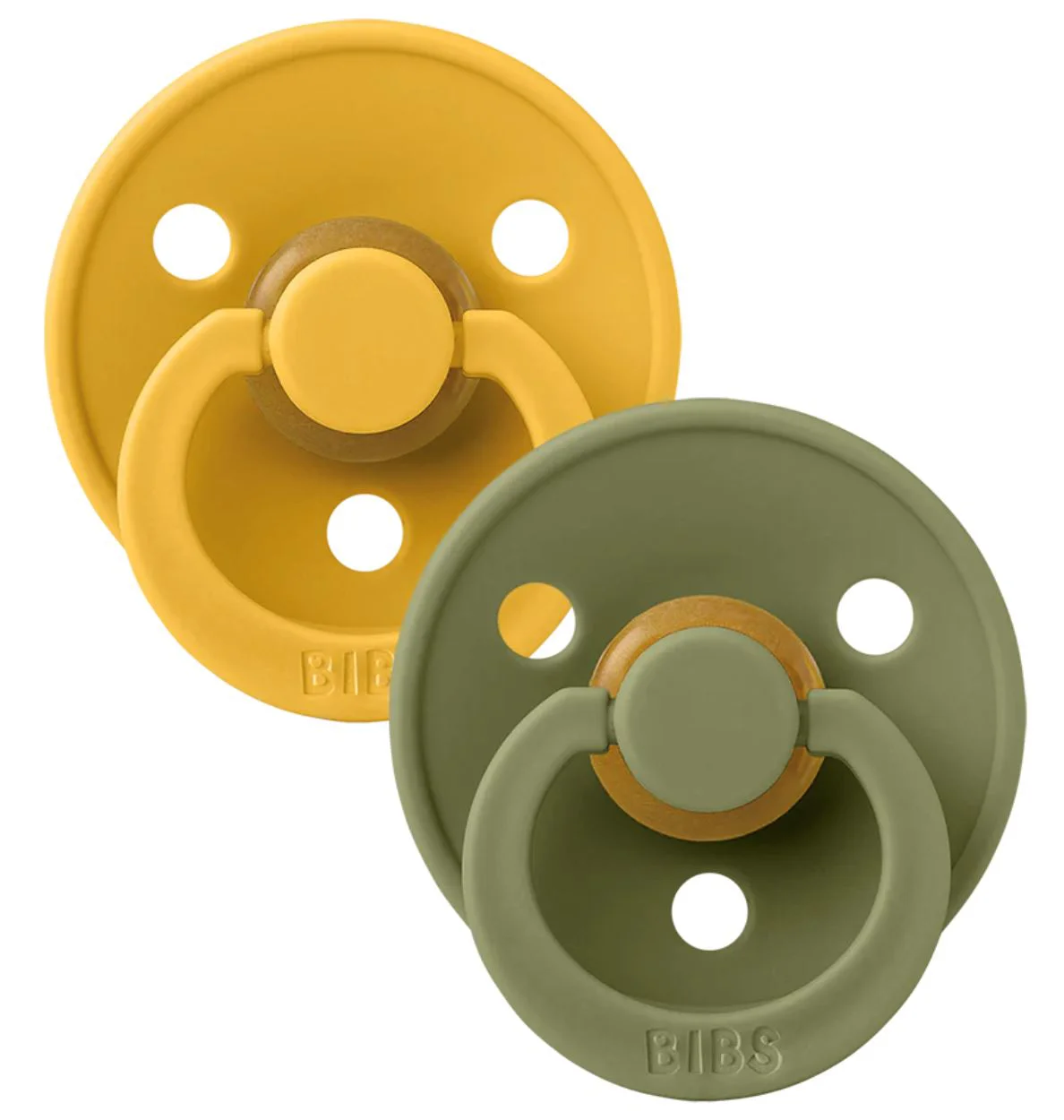 Set 2 suzete rotunde din latex BIBS Colour Honey Bee/Olive (6-18 luni) foto