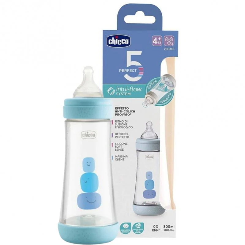 Пластиковая бутылочка с силиконовым соском Chicco Perfect 5, 300 мл
