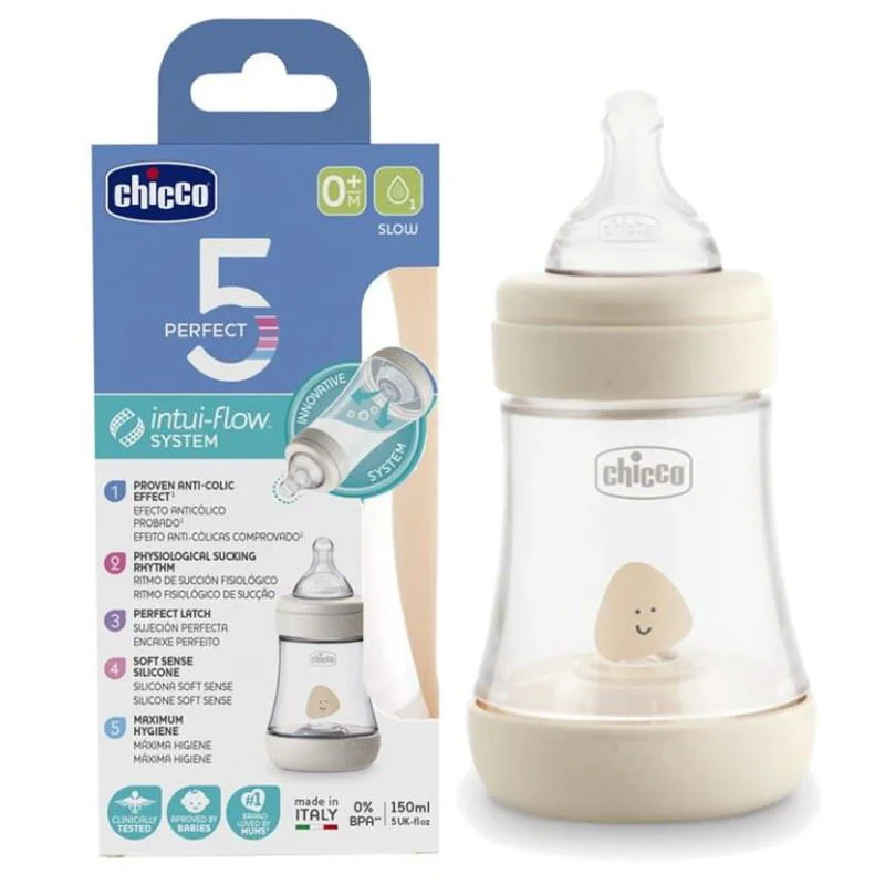 Пластиковая бутылочка с силиконовым соском Chicco Perfect 5 Уни, 150 мл