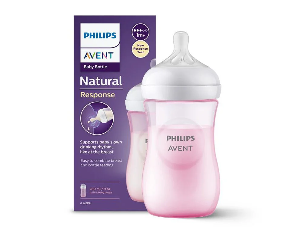 image for Biberon din plastic cu tetina din silicon Philips Avent Roz foto