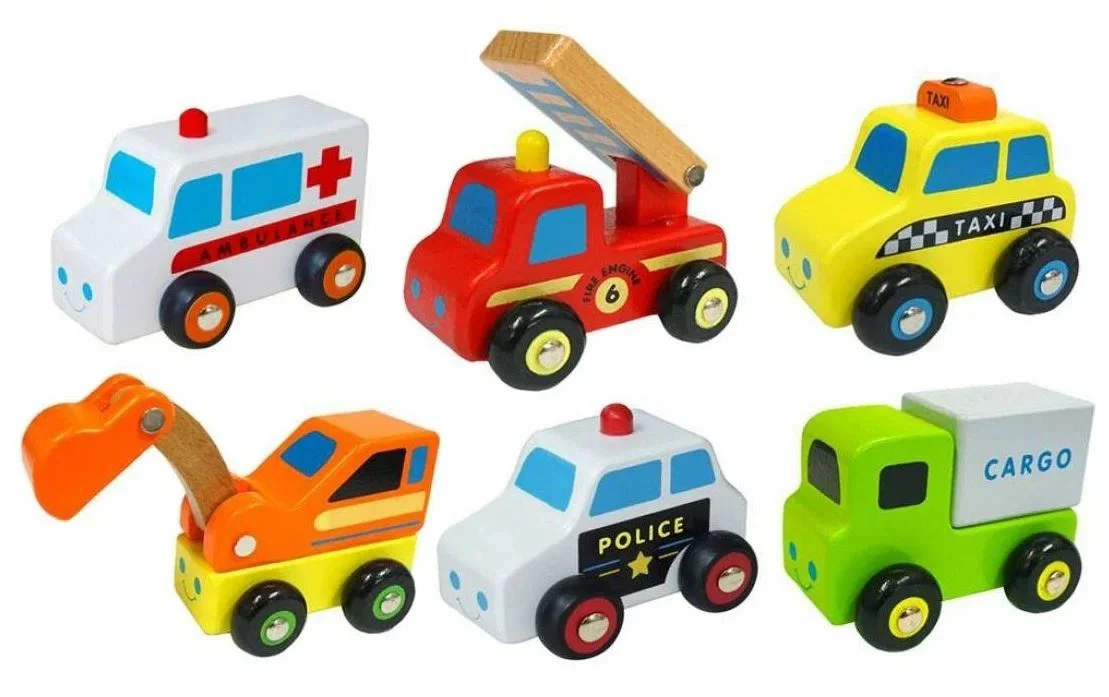 Set de jucarie din lemn Viga Toys Masinute, 6 buc. foto