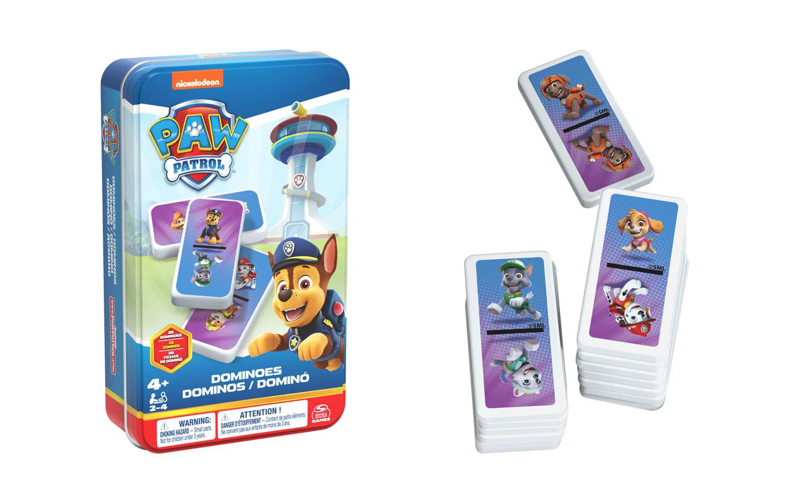 Joc Paw Patrol Domino in cutie metalica