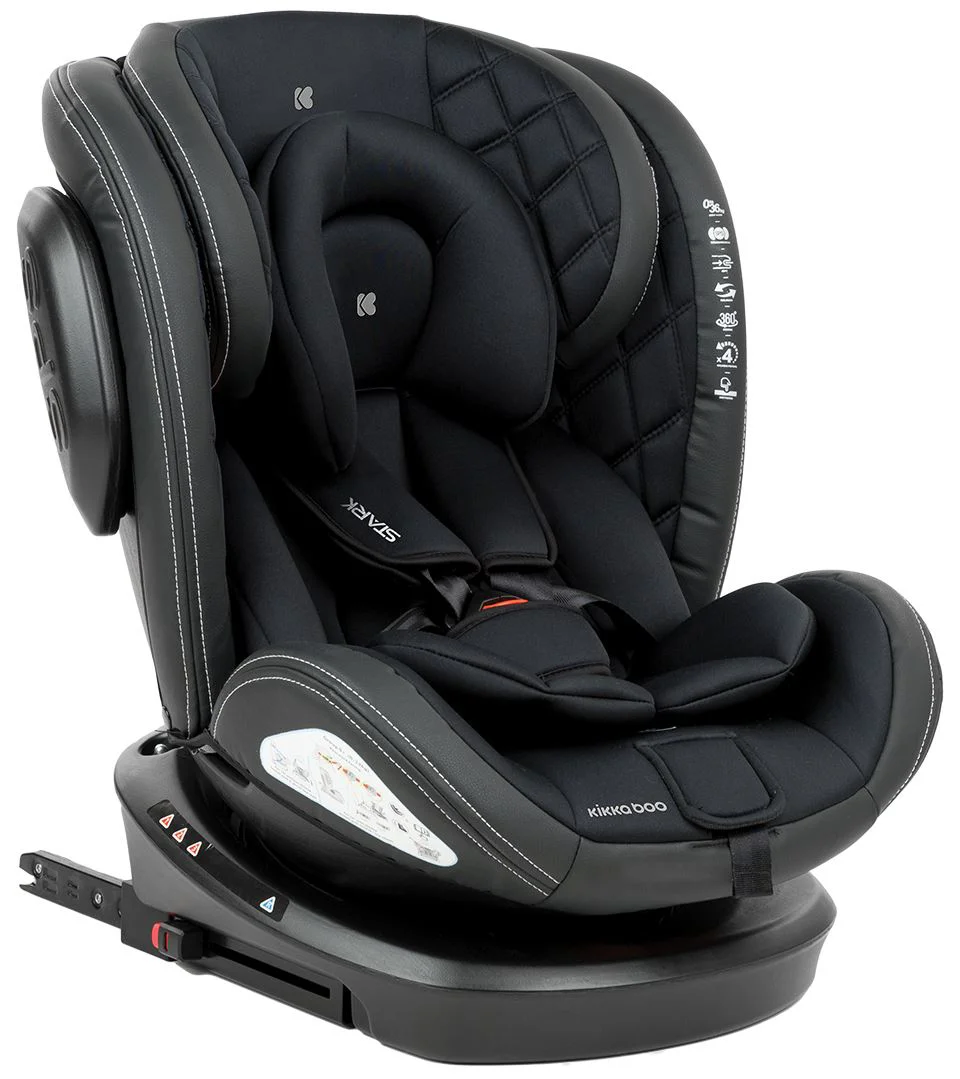 Scaun auto rotativ cu isofix KikkaBoo Stark Black 0-36 kg foto