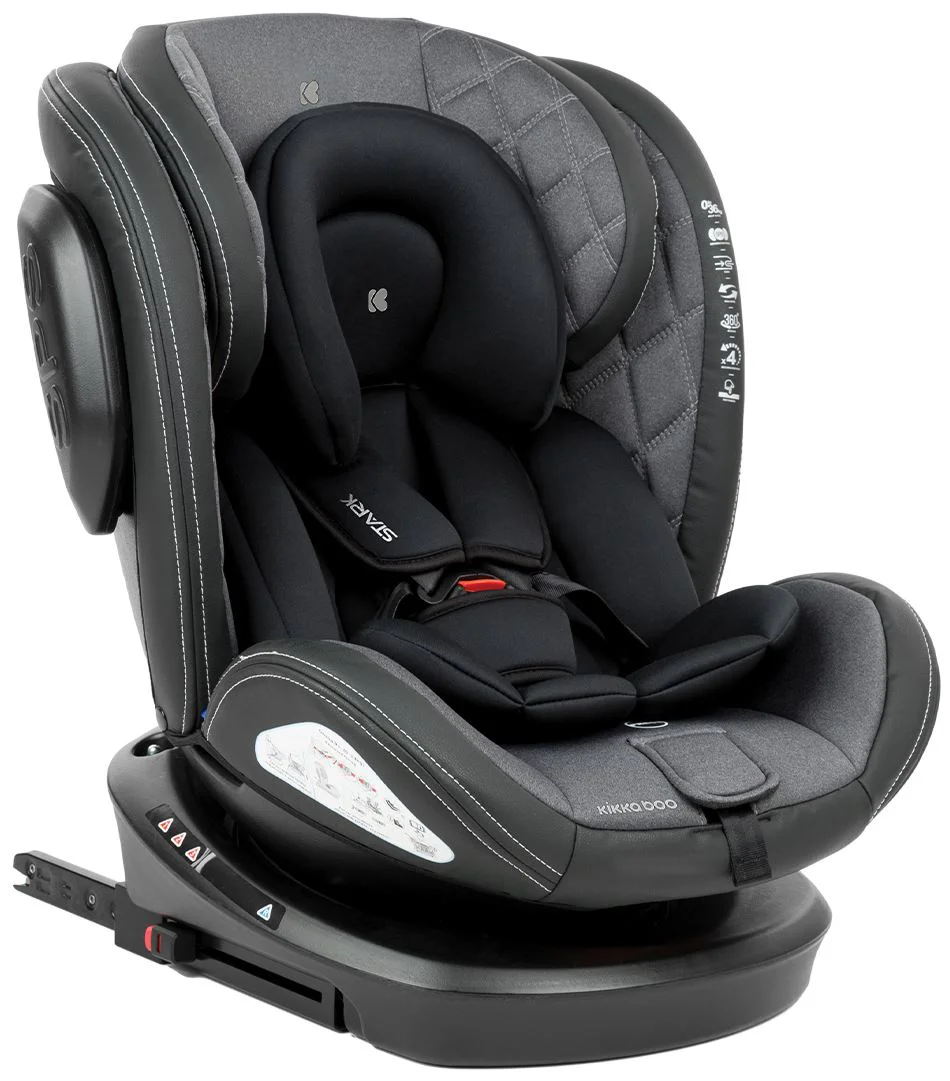 Scaun auto rotativ cu isofix KikkaBoo Stark Dark Grey 0-36 kg