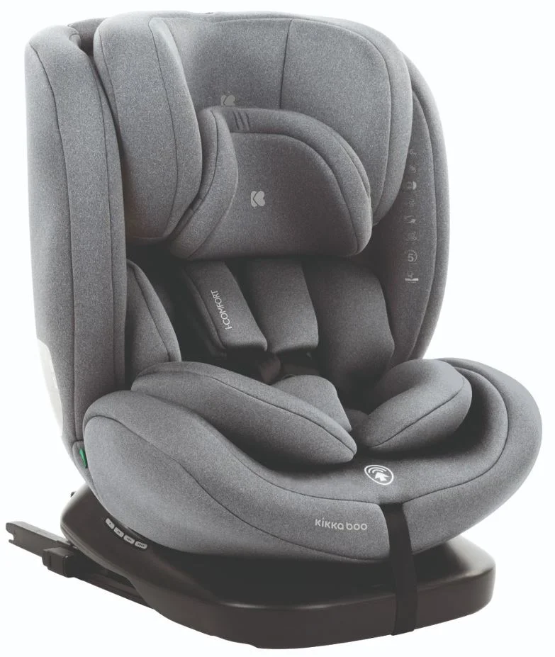 Scaun auto rotativ cu isofix KikkaBoo i-Comfort Dark Grey, 40-150 cm foto