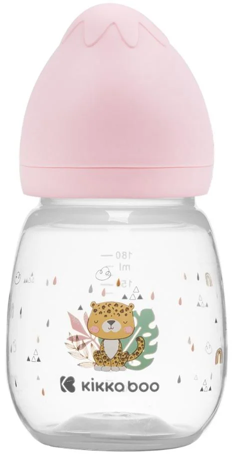 Biberon cu gat larg KikkaBoo Savanna Pink, 180 ml