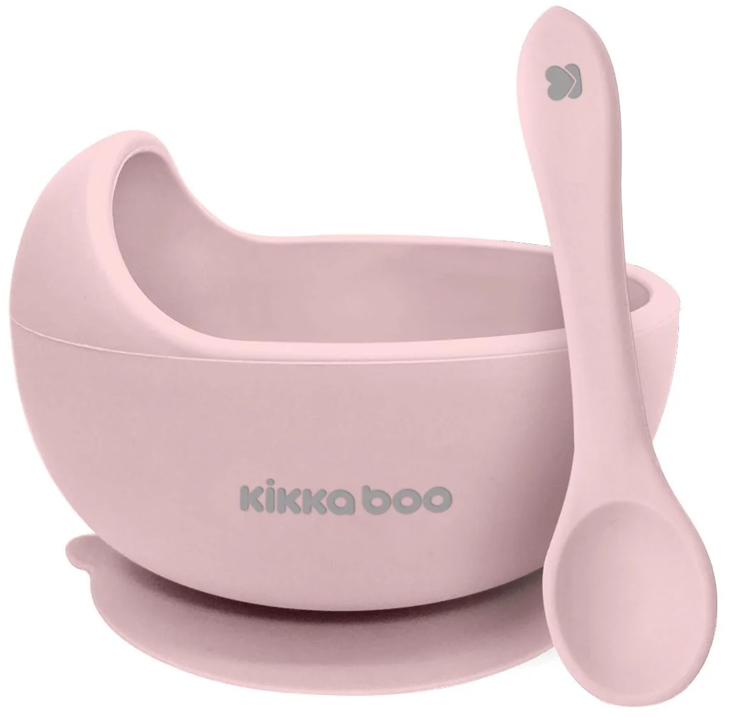 image for Bol din silicon cu ventuza si lingura KikkaBoo Yummy Pink foto