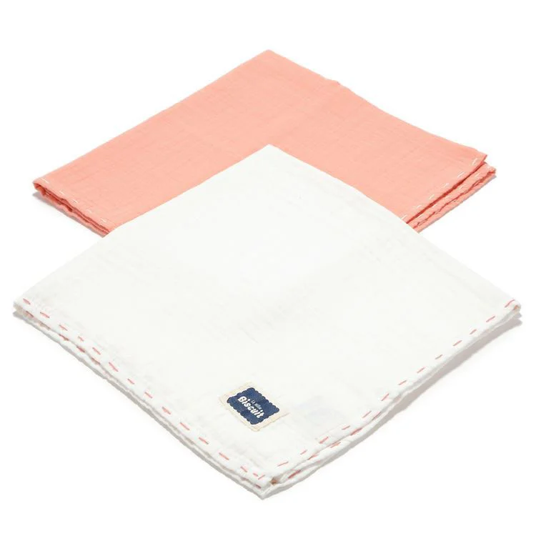 Set 2 paturele de muselina La Millou Biscuit Collection Papaya & Off White foto