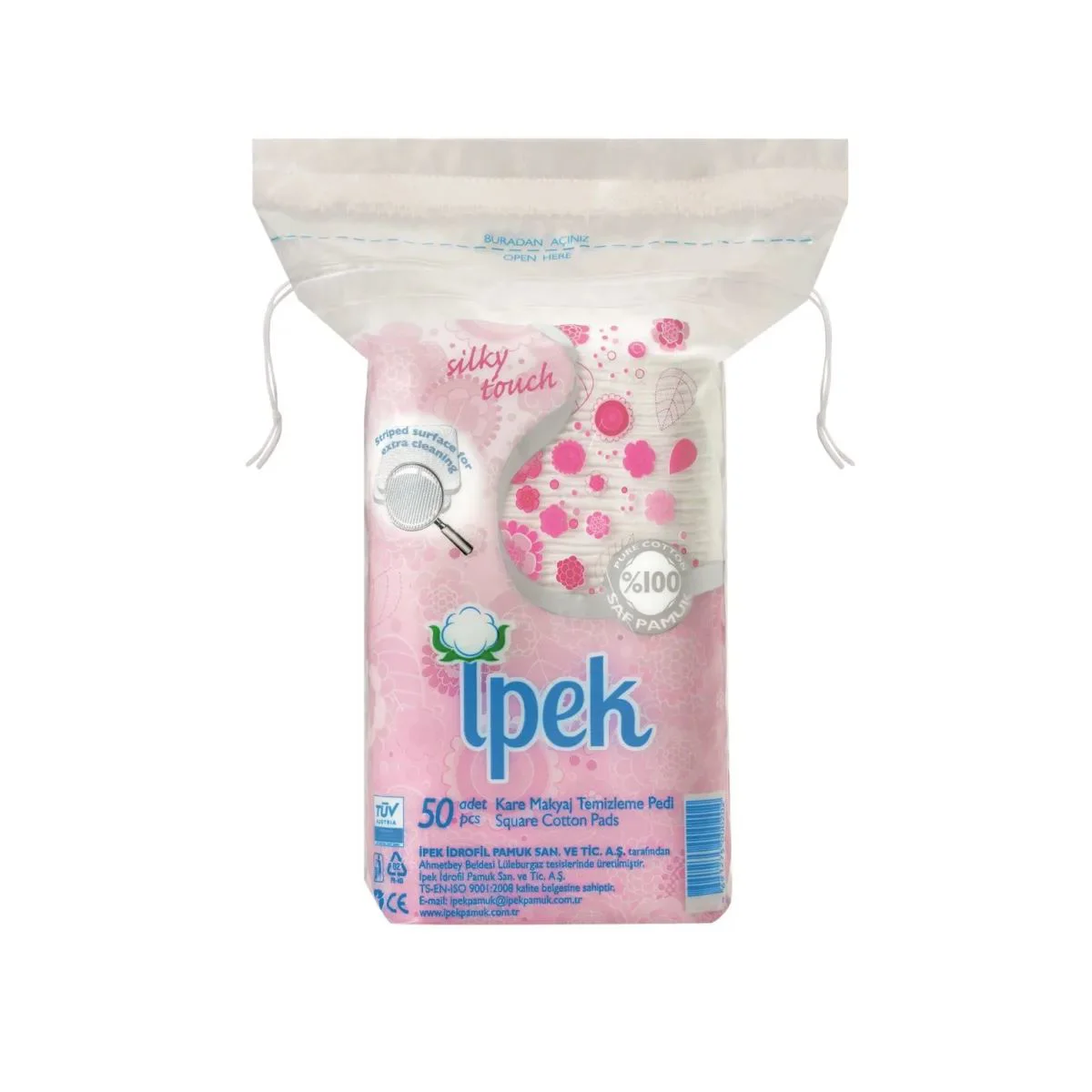 Discuri de vata patrate Ipek, 50 buc.