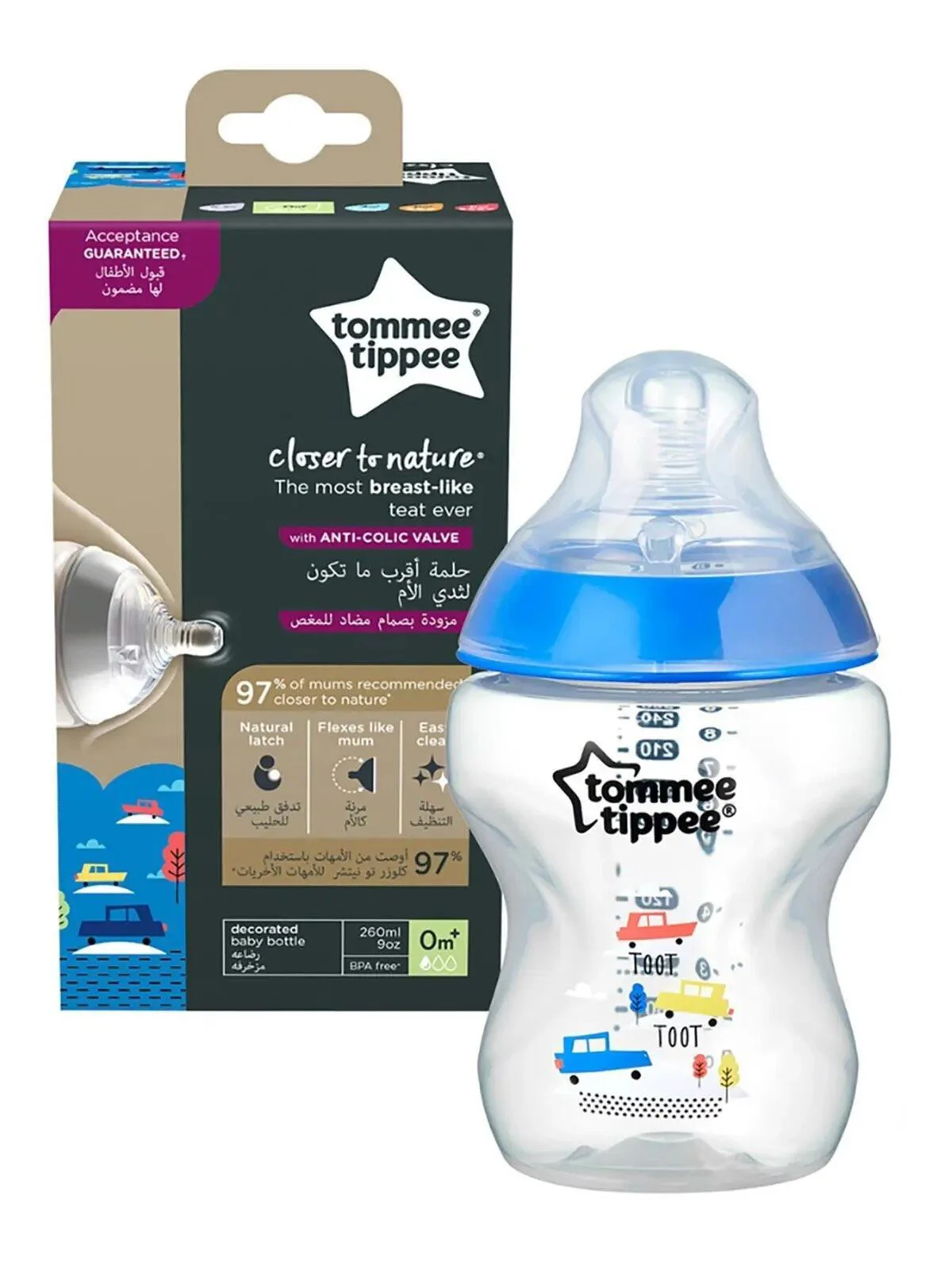 Детская бутылочка Tommee Tippee Albastru (0+ мec), 260 мл