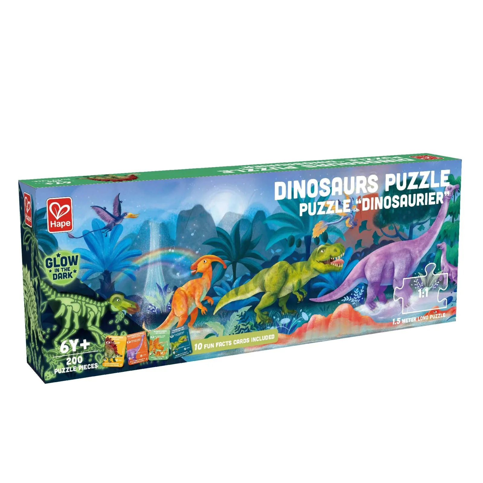 Puzzle fluorescent Hape Dinozauri, 200 el.