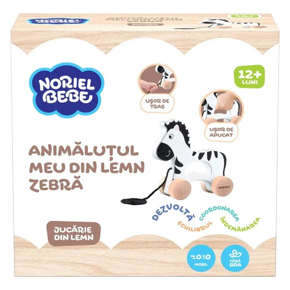 Jucarie din lemn Noriel Bebe Animalutul meu Zebra foto