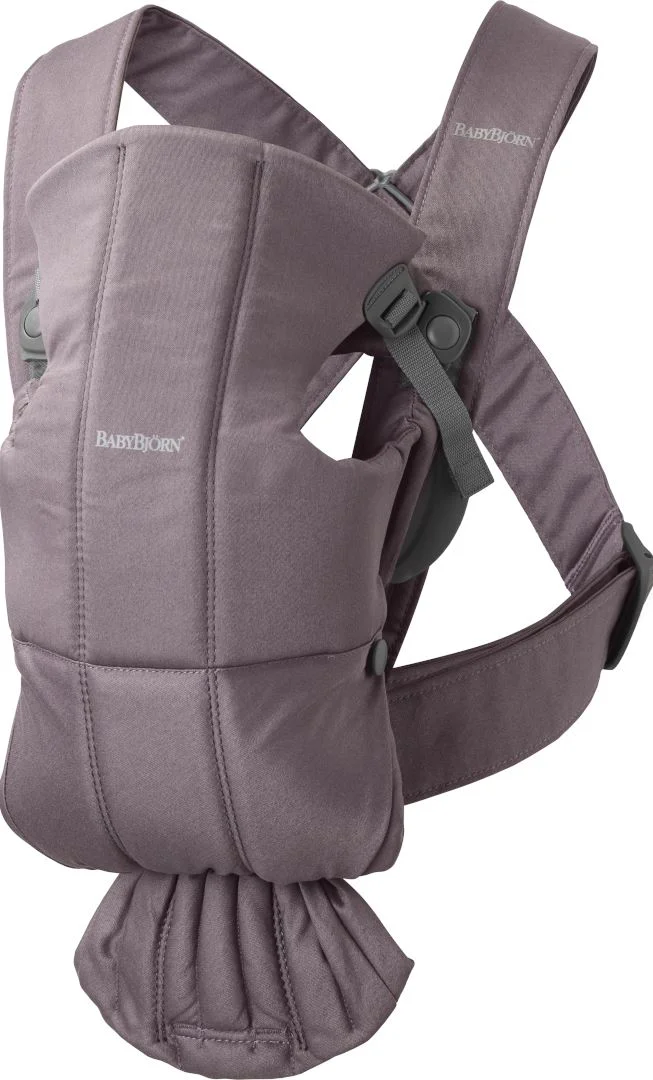 Marsupiu anatomic BabyBjorn Mini Dark Purple cu pozitii multiple de purtare, bumbac