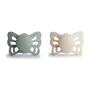 Set suzete anatomice din silicon Frigg Butterfly Cream - Sage (0-6 luni), 2 buc.
