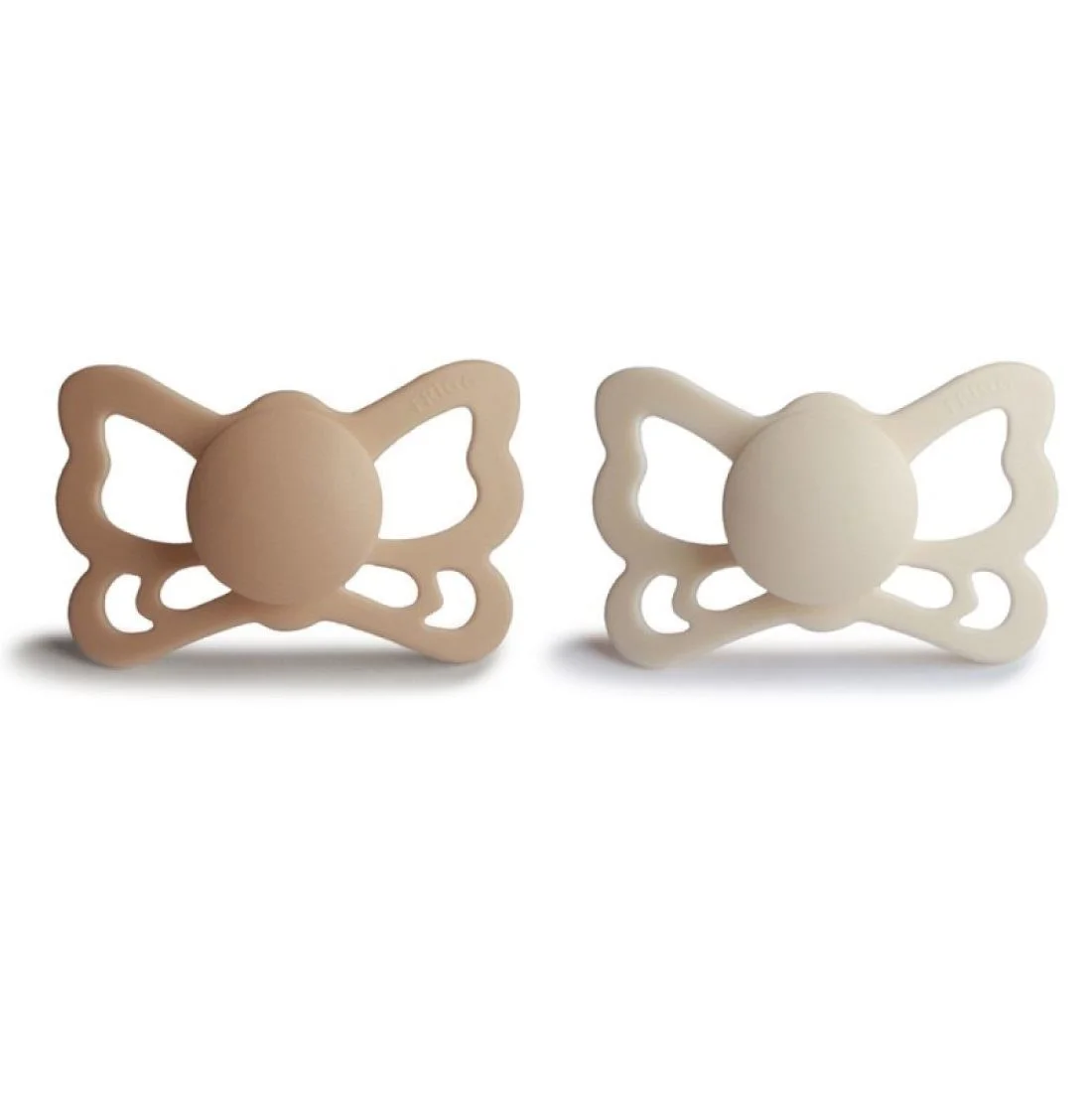 Set suzete anatomice din silicon Frigg Butterfly Silky Satin - Cream (6-18 luni), 2 buc.