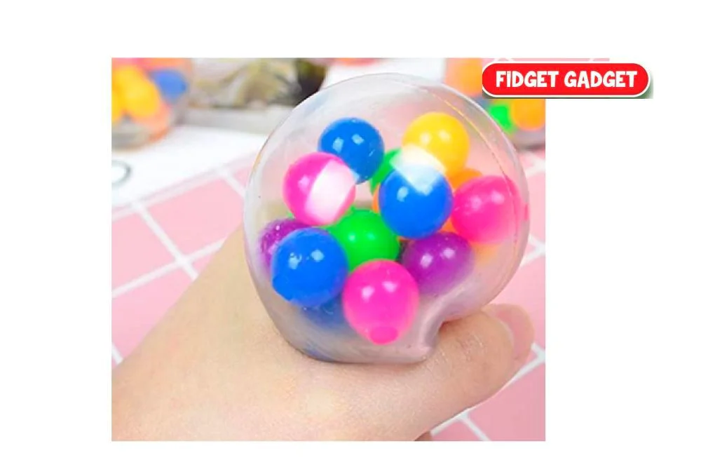 Jucarie minge Stretchball cu bilute colorate in interior 5 cm