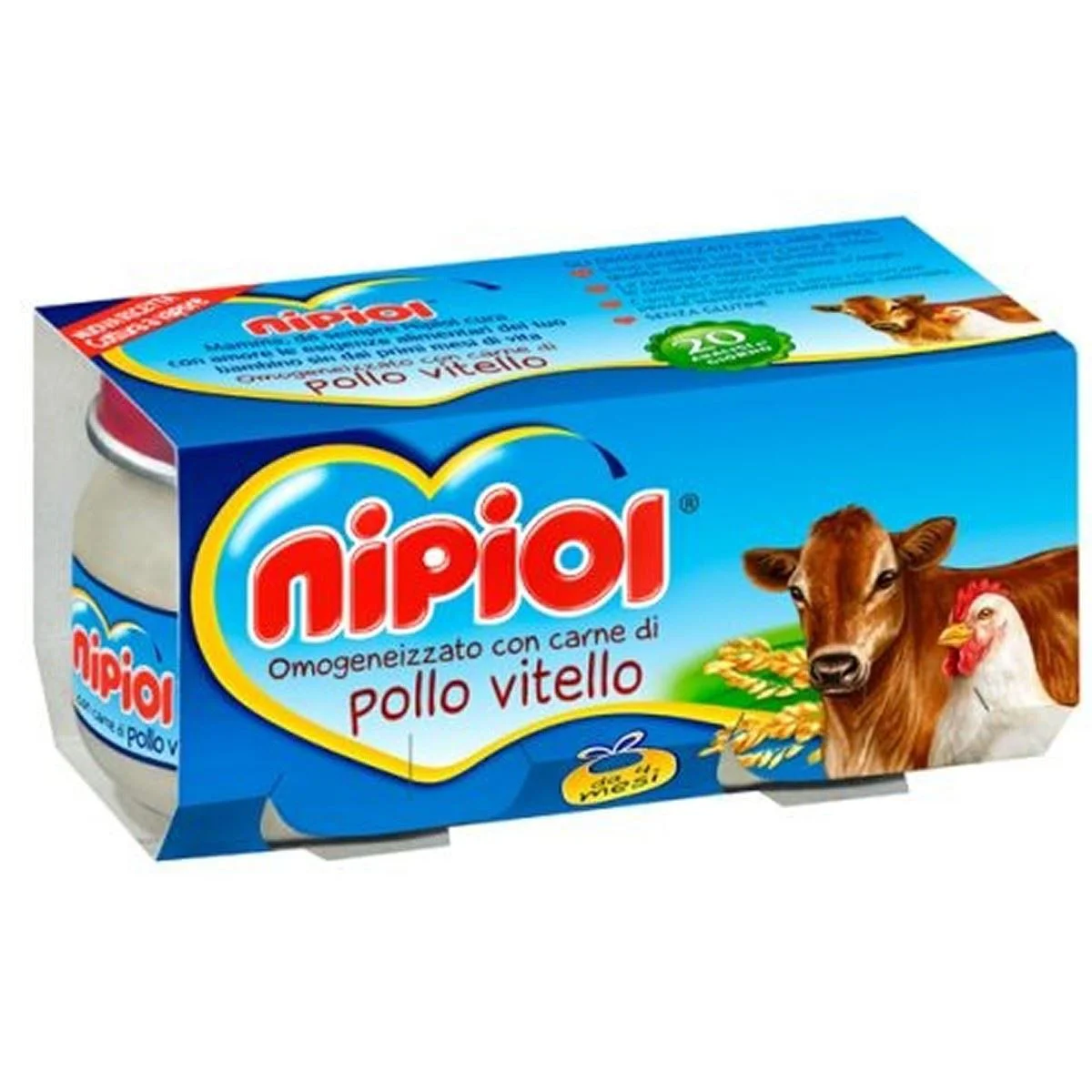 Piure Nipiol din carne de vitel si pui (6+ luni), 2x80 g