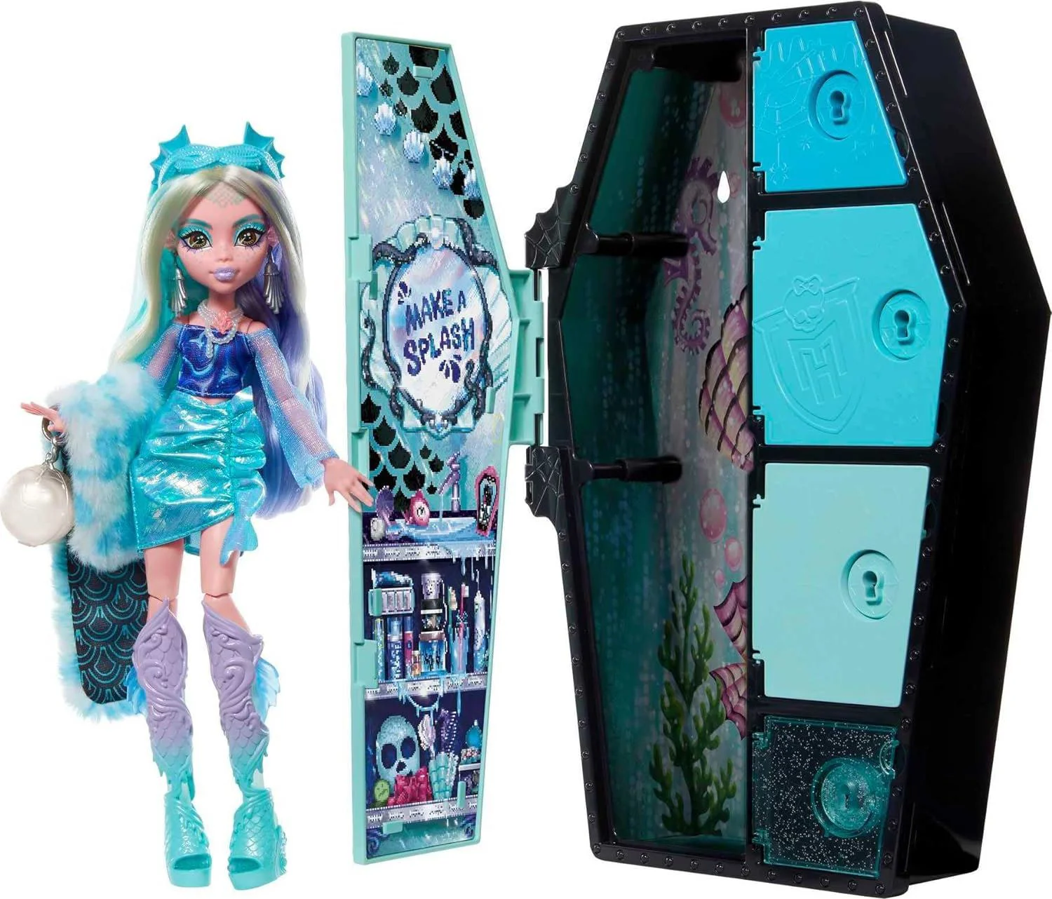 Set de joc Monster High Lagoona Blue si Secrete din sifonier