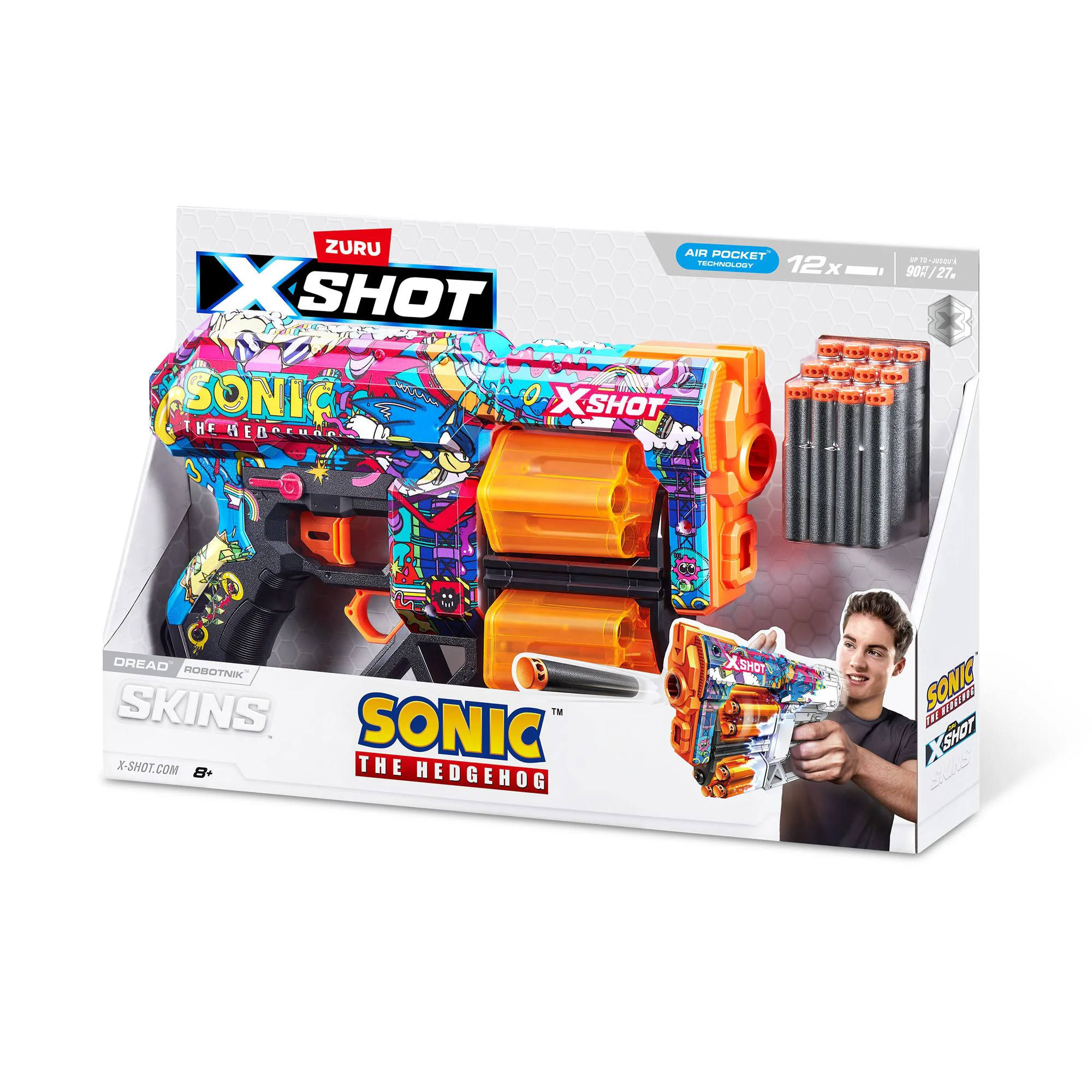 Blaster X-Shot Skins Dread, Sonic, Robotnik, 12 cartuse