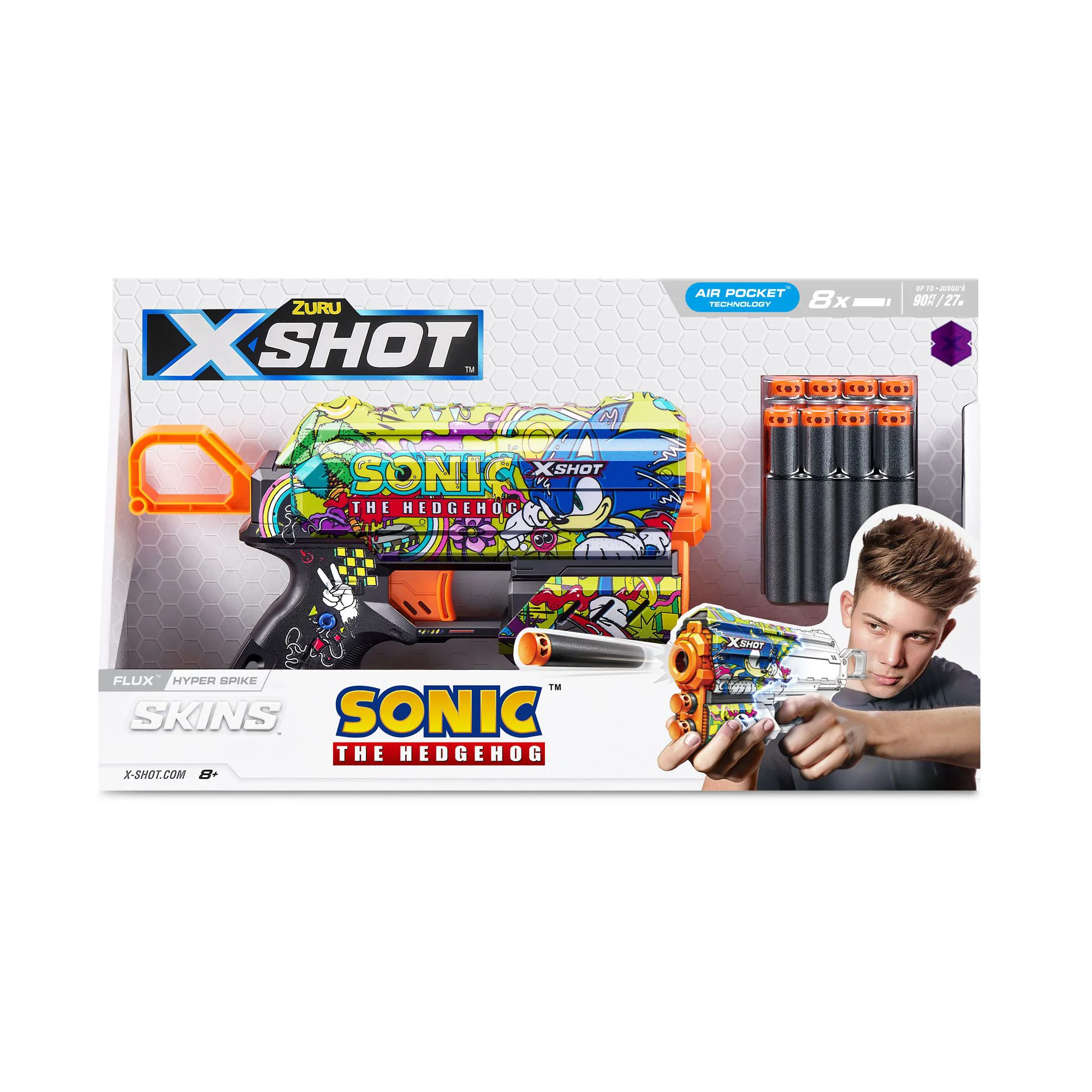 Пистолет X-Shot Skins Flux, Sonic, Hyper Spike, 8 патроны