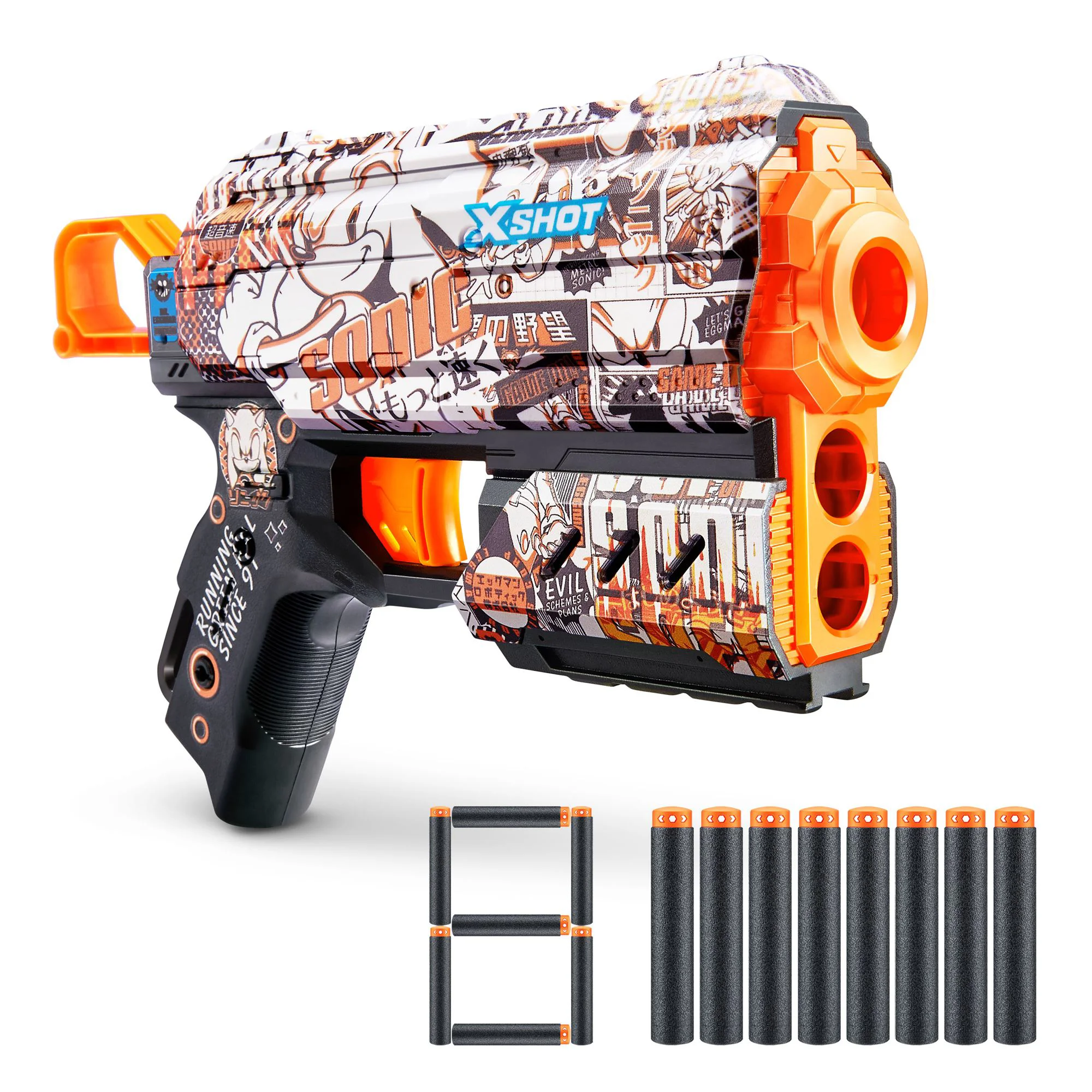 Pistol X-Shot Skins Flux, Sonic, Retro, 8 cartuse