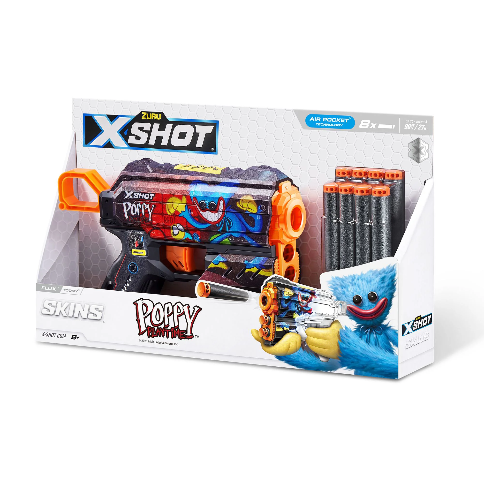 Пистолет Zuru X-Shot Skins Flux, Poppy Playtime, Toony  8 патроны