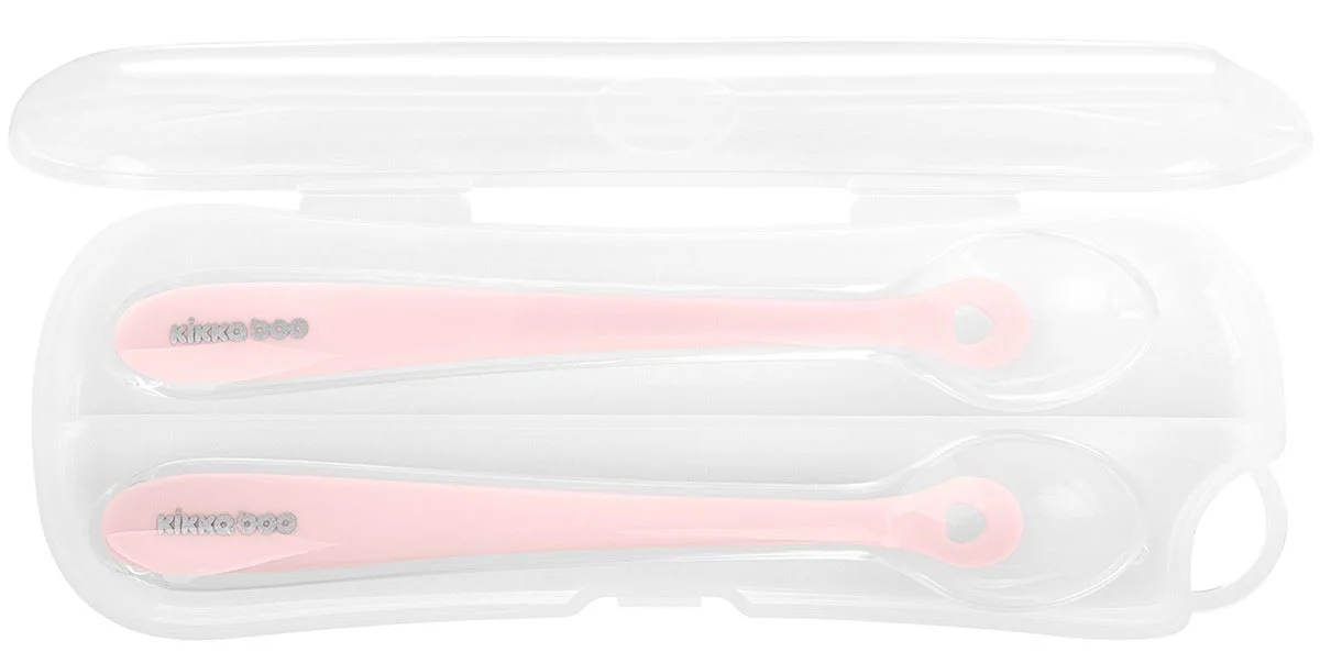 Lingurite de silicon in cutie KikkaBoo Roz, 2 buc.