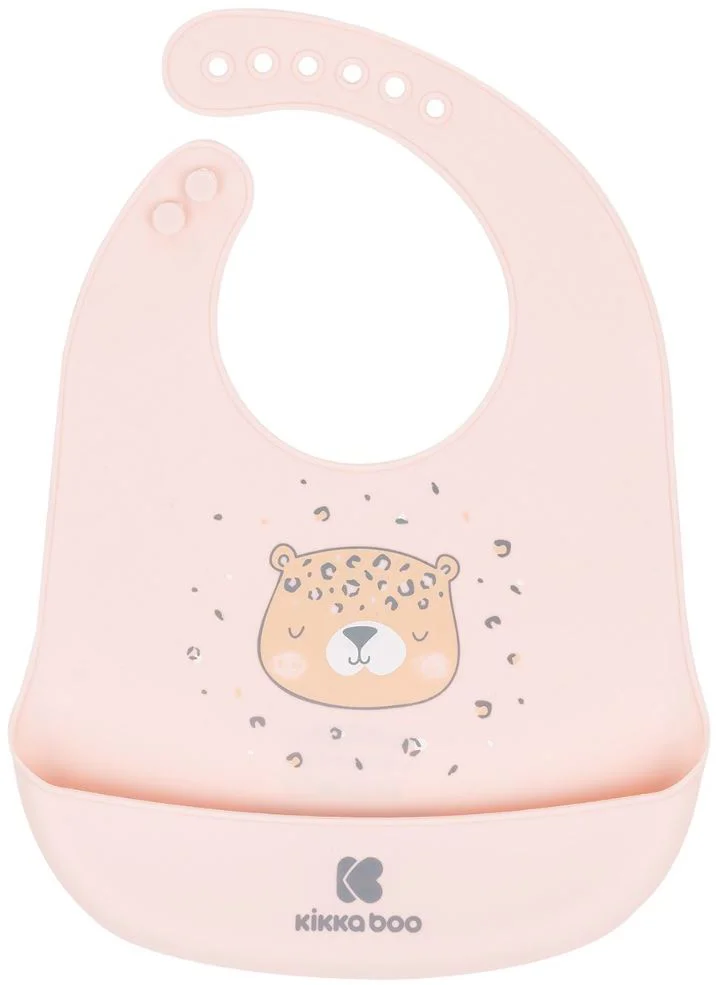 image for Baveta din silicon KikkaBoo Savanna Pink foto