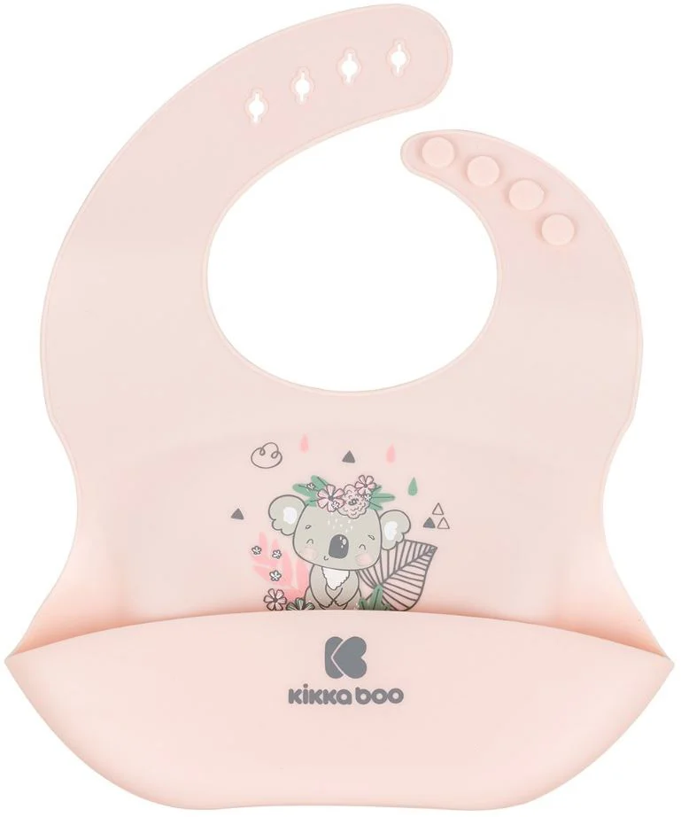 image for Baveta din silicon KikkaBoo Savanna Friends Pink foto