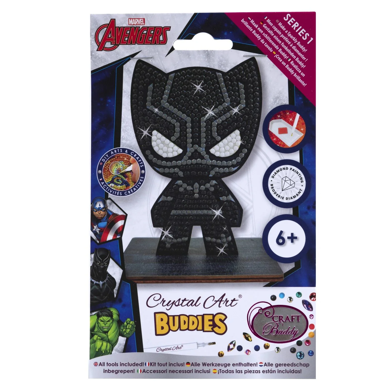 Set de creatie cu diamante Black Panther Craft Buddy, Crystal Art