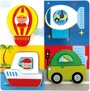 Puzzle educativ din lemn, Trafic, 18x18x1,5 cm, 13 piese