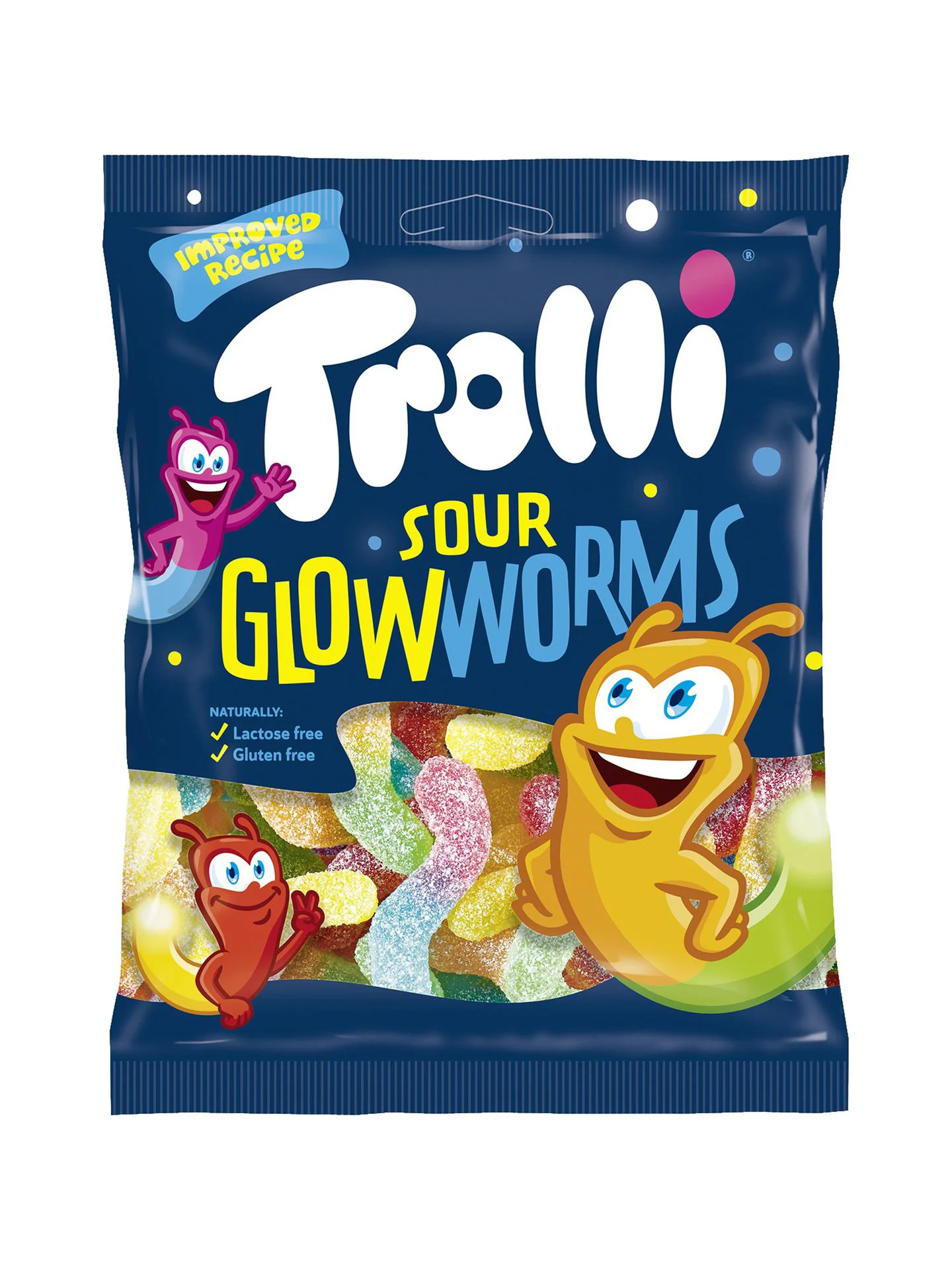 Bomboane gumate Trolli Glowworms, 100 g