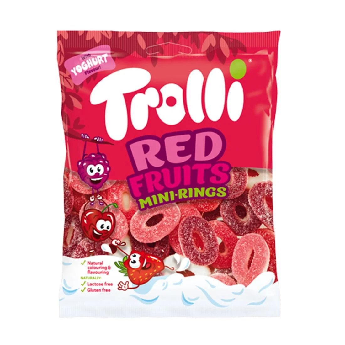 Bomboane gumate Trolli Red Fruits Mini Rings, 100 g