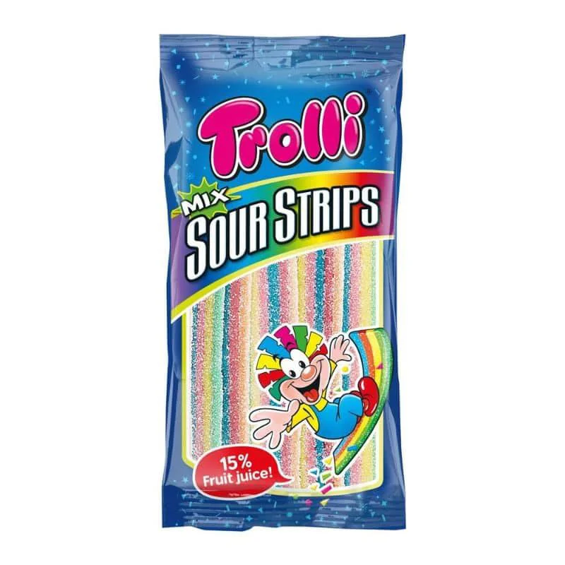 Bomboane gumate Trolli Sour Strips Mix, 85 g