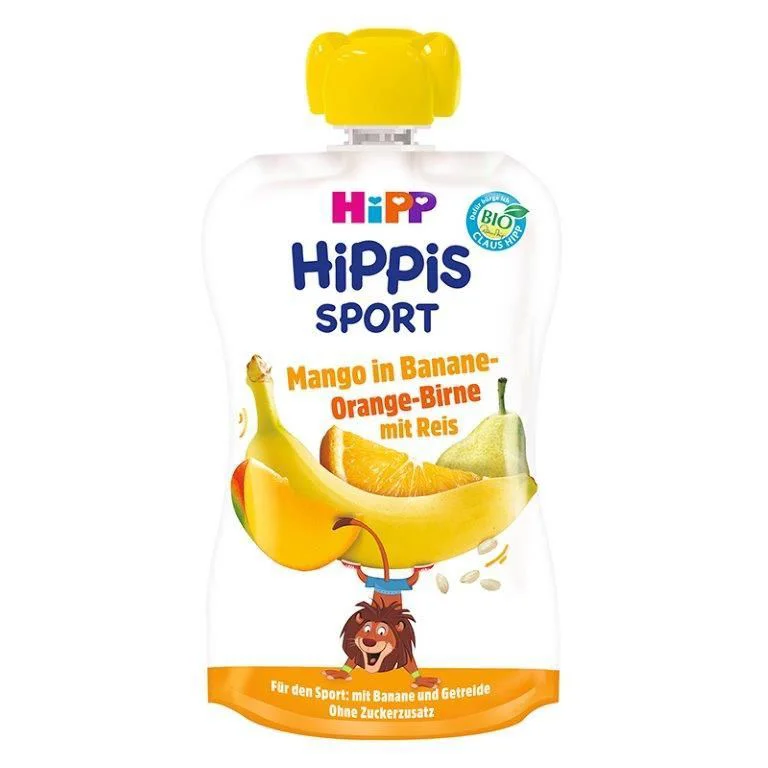 Piure HiPPiS Sport mango in banana-portocala-para cu orez (12+ luni), 120 g