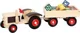 Jucarie din lemn Bino Tractor cu remorca si cuburi