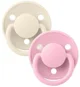 Set 2 suzete rotunde din silicon BIBS De lux Ivory/Baby Pink (0-36 luni)