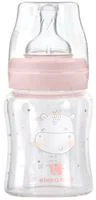 Biberon din sticla KikkaBoo Hippo Dreams Pink, 120 ml