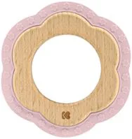 Jucarie pentru dentitie din lemn cu silicon KikkaBoo Flower Pink