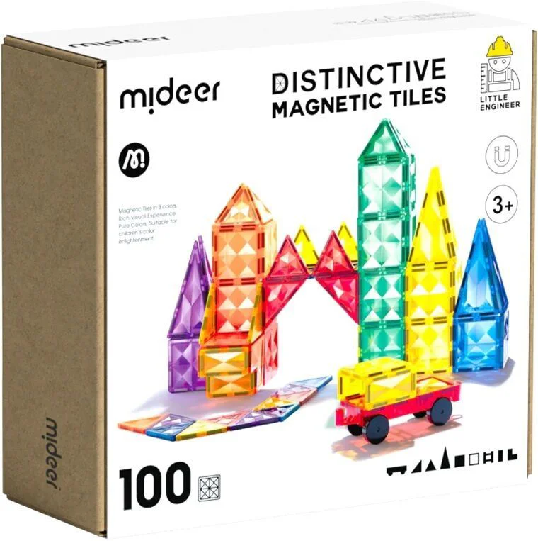 Set magnetic de constructie Mideer multicolor, 100 piese