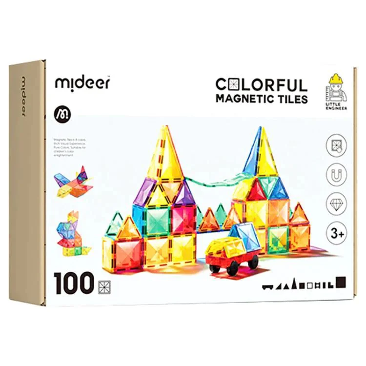 Set magnetic de constructie Mideer multicolor, 100 piese