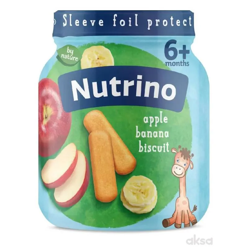 Piure Nutrino din mere si banane cu biscuiti (6+ luni), 125 g