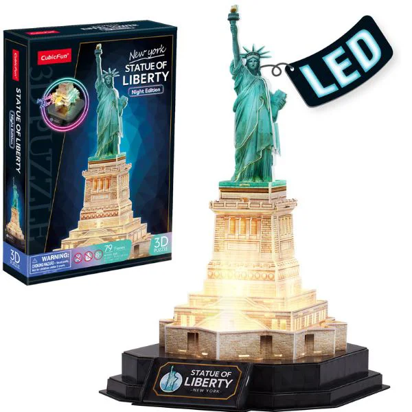 Puzzle 3D CubicFun Statuia Libertatii cu iluminare LED, 79 el.