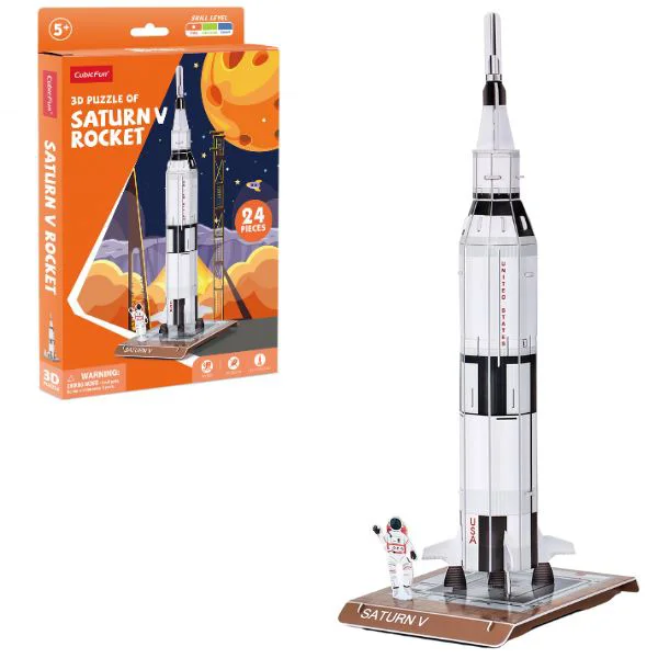 Puzzle 3D CubicFun Racheta Saturn V, 24 el.