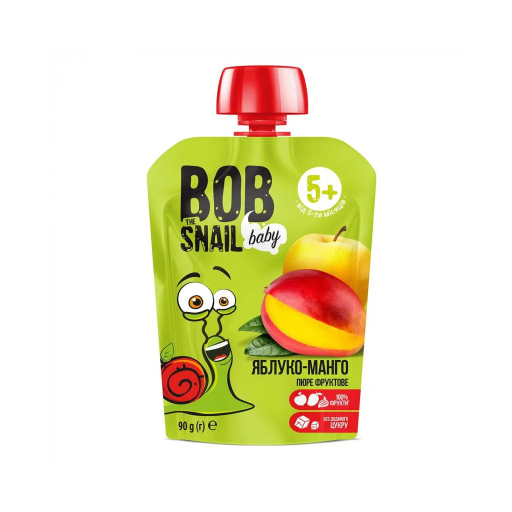 Piure Bob Snail din mere si mango (5+ luni), 90 g