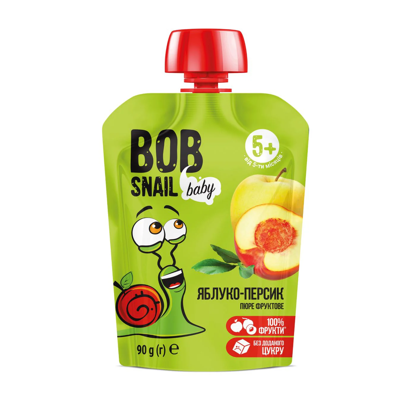 Пюре Bob Snail Яблоко-Персик (5+мec.) 90 гр.