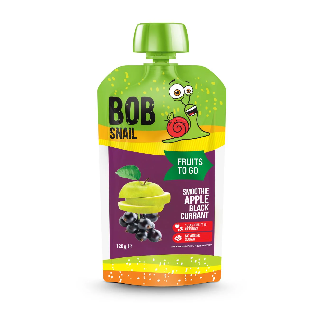 Piure Bob Snail Smoothie din mere si coacaza neagra, 120 g