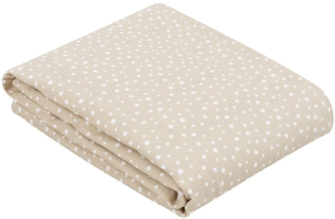 Paturica de muselina cu strat dublu KikkaBoo Dots Beige, 100x100 cm