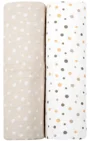 Pelinci de muselina KikkaBoo Swaddle Dots Beige, 80x80 cm, 2 buc.