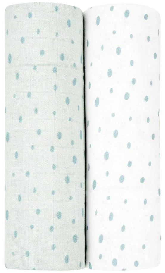 Pelinci de muselina KikkaBoo Swaddle Dots Blue, 80x80 cm, 2 buc.